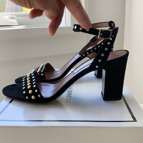 Tabitha Simmons Ruben studded suede sandals size 9.5 black